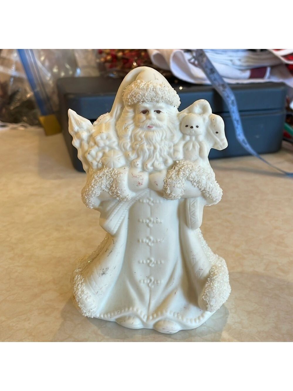 K's Collection - Santa Claus - White - Ceramic - Holding Staff, Bell and Toys